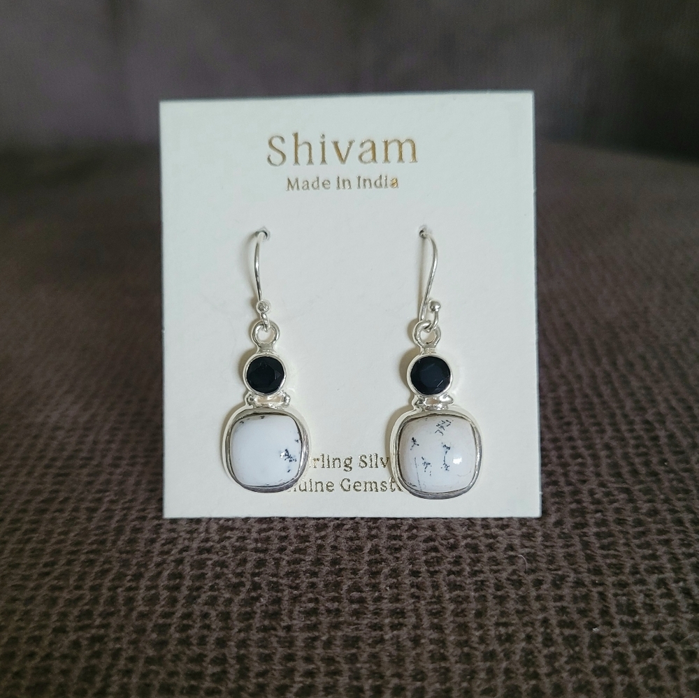 Shivam Square⏹️ Shaped Dendritic Agate Earrings